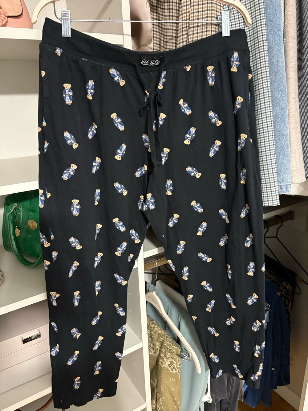 Polo Bear Print Black Men’s Pajama Bottoms